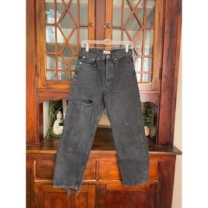 AGOLDE 90s Crop Jeans Women's Black Denim Distressed Size 25